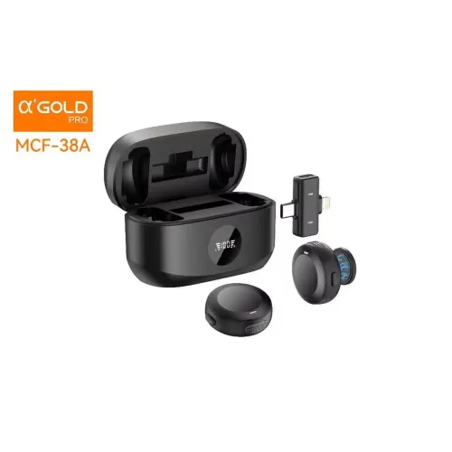 Microfone Sem Fio Magnetico 2 in 1 Type C e Lightning Com Estojo AGOLD MCF-38A