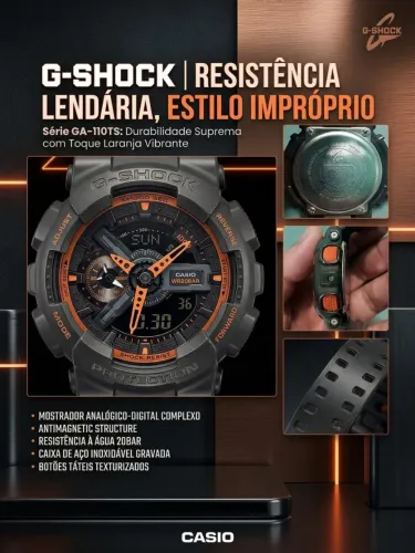 Relógio G-Shock GA-110TS-1A4 (bateria acabou)