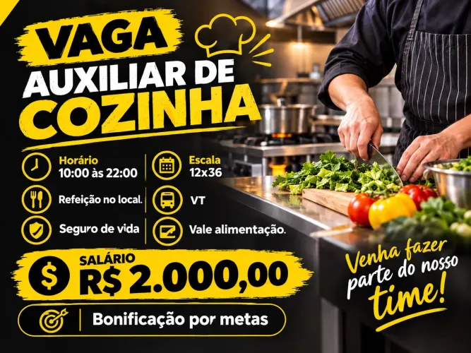 Auxiliar de cozinha Escala 12x36