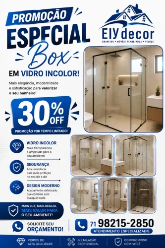 Promoção em Box vidro incolor 