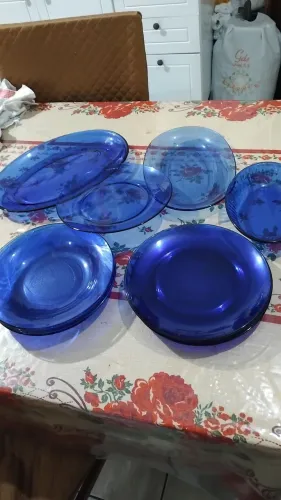 Jogo duralex azul pratos travessas