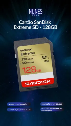 Sandisk Extreme Cartão SD 128gb