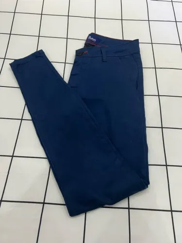 Calça Masculina Sarja Premium Esporte Fino Bolso Faca Lycra - Azul