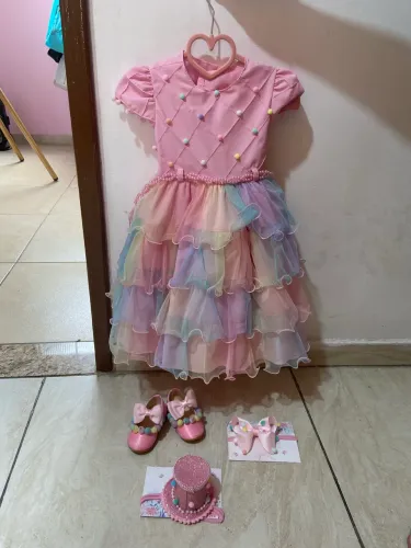 Vestido infantil circo rosa floresta encantada