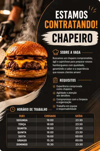 Vaga de Chapeiro - Leia a descrição do anúncio
