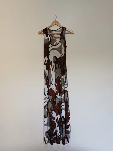 Vestido Longo Camuflado Jesali - Tamanho G Seminovo