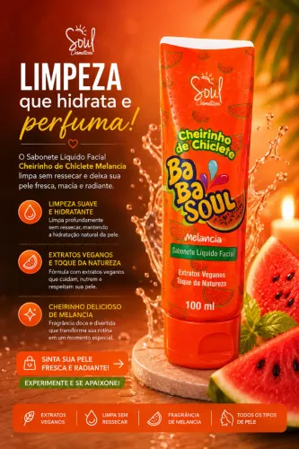 Sabonete Líquido Facial Cheirinho de Chiclete Melancia 100ml ?