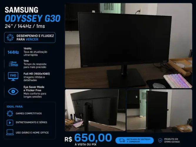 Samsung Odyssey G3 24" 144Hz 1ms - Monitor Gamer
