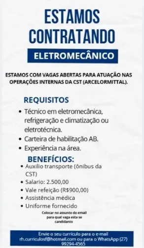 Precisa-se de ELETROMECÂNICO