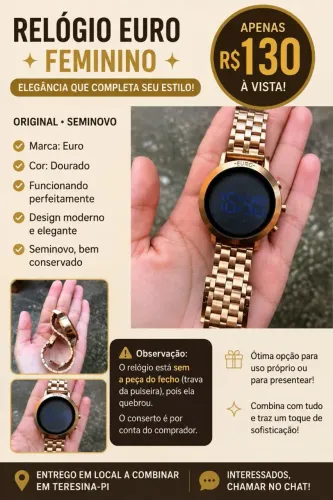 Relógio euro feminino semi novo