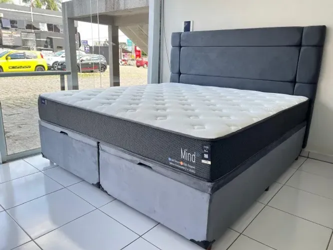 Cama Box King Size Com Baú Nova Molas Ensacadas Suporte 150 Kg Marca Mannes 