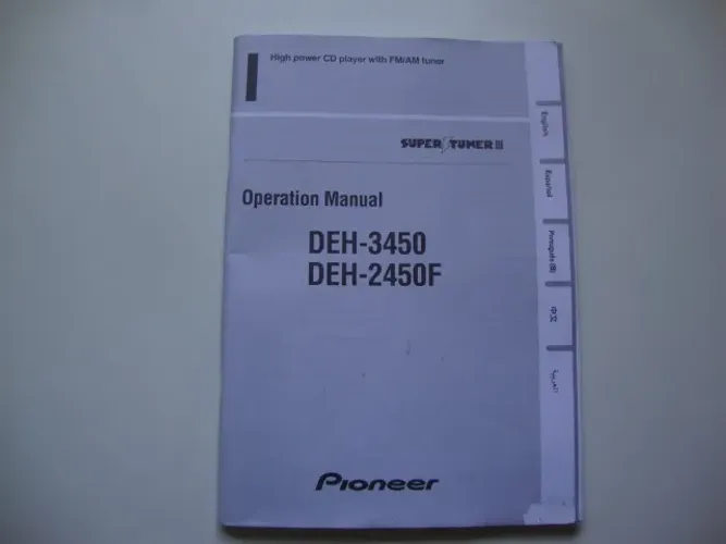 Manual de Instruções Aparelho Toca CD Marca Pioneer Modelo DEH-3450/2450F.