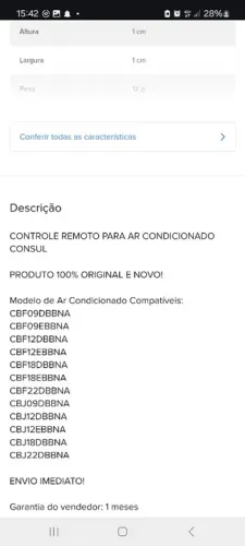 Controle Remoto Ar Condicionado Consul Original