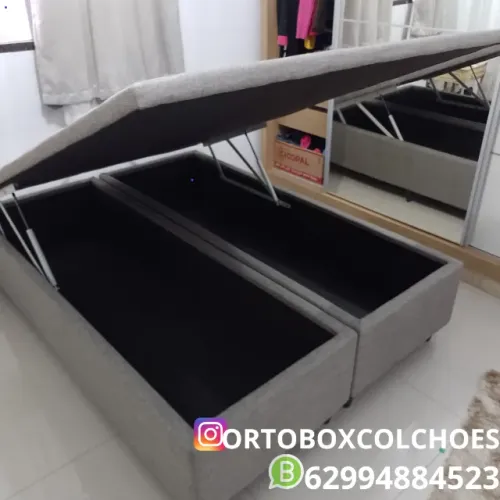 Cama Box Baú Casal bi partido com pistões hidraulicos