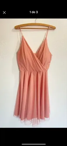 vestido midi rose com brilho forrado
