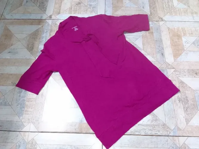 Blusa Feminina Manga Curta Vinho Lands´ End Tam P