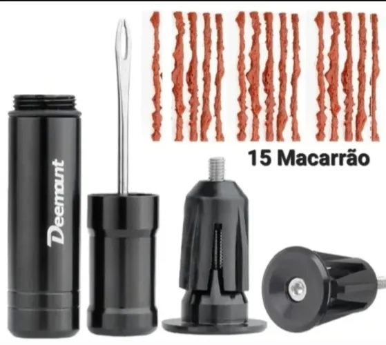 Kit Ferramenta Remendo Reparo para  Pneu Bike sistema Tubeless com 15 Macarrão - Deemount