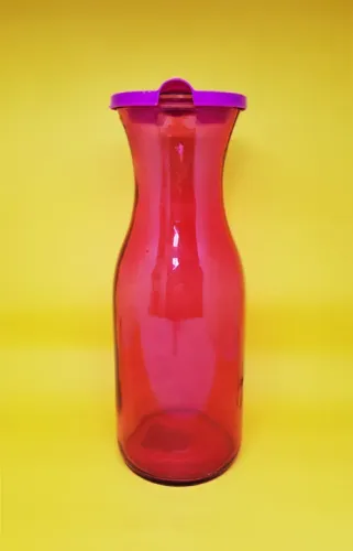 Squeeze Garrafa de Vidro Rosa Pink 1 L (Com Tampa de Plástico)