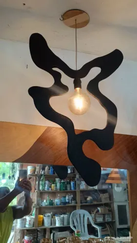 LUMINÁRIA em madeira queimada rústica 