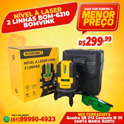 Nível à Laser 2 Linhas BOM-6210 Bomvink