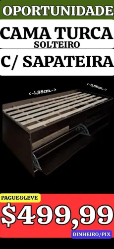 Cama Turca Solteiro c/ Sapateira - Oportunidade!