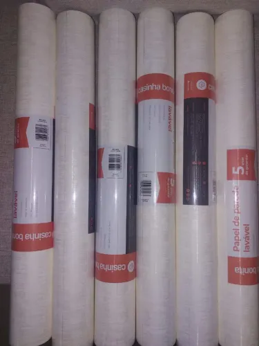Papel de Parede Metalizado Branco Lavavel 10,00 x 0,53 m (Lucente Nove) cada