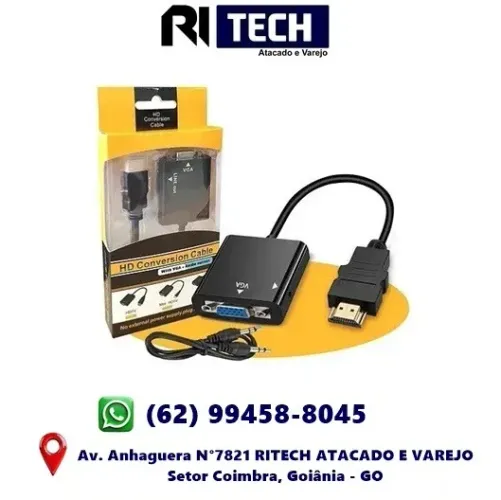 Cabo Adaptador Conversor Hdmi Para Vga Tv Monitor