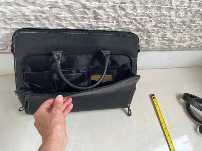 Bolsa maleta laptop couro com alça e divisorias