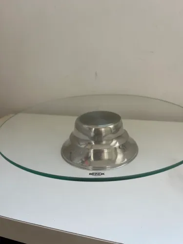 Prato bolo expositor vidro inox Brinox 