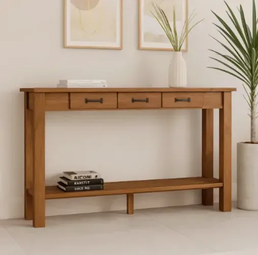 Mesa Balcão Aparador Madeira Retro Cerâmica 150cm Para Sala