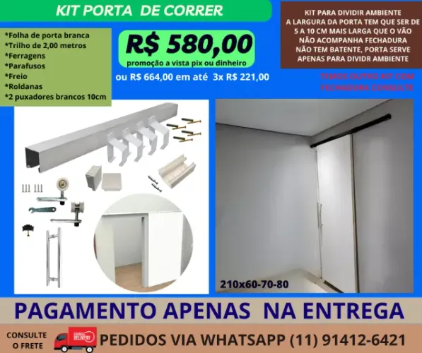 Porta de correr 2.10 por 62-72-82 - pagamento na entrega cod2