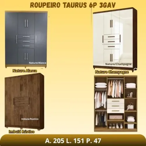 Roupeiro Taurus 6prts e 3gv