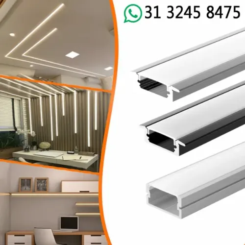 Perfil para LED Embutir e Sobrepor 2 Metros Gesso Marcenaria