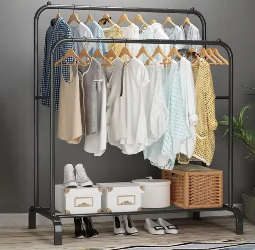 Arara de Roupas Dupla Reforçada - Design Moderno e Funcional