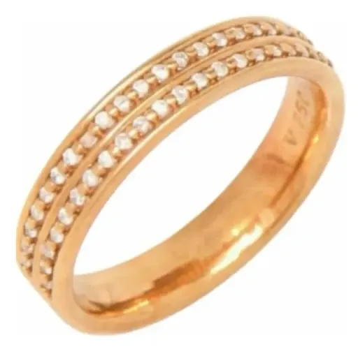 ALIANÇA COM DUAS MEIA-VOLTAS DE DIAMANTES, EM OURO AMARELO 18K 750, NOVA, MARCA VIVARA.