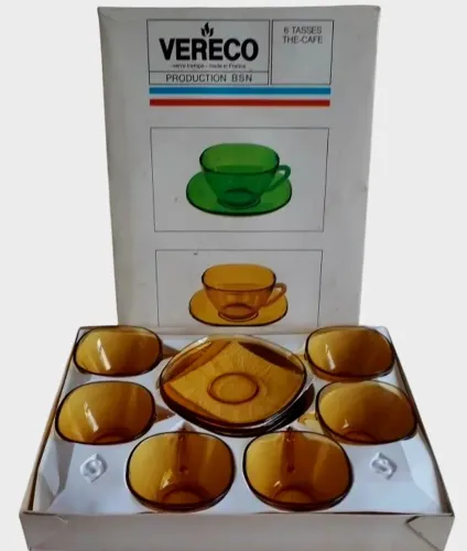 6,Xicaras p/cha em Vidro Âmbar - Vereco 200ml