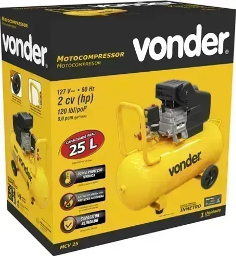 Motocompressor de Ar 8,0 pcm 25 litros MCV 25 Vonder