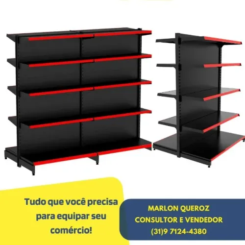 Gondola de Aço Preta 30x40 com Porta Etiqueta