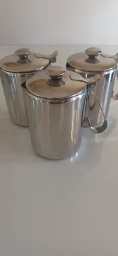 Bule Inox 750ML Servir Café Chá Leite Com Tampa Leiteira Luxo