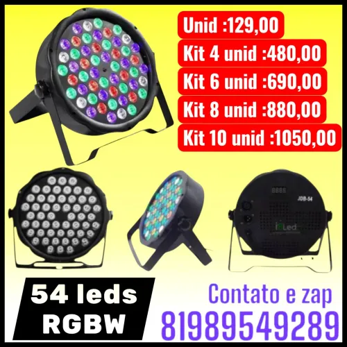 Canhao Refletor Par Led 54 Led Rgbw Dmx Slim Bivolt Strobo