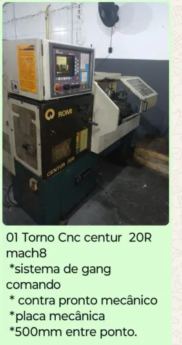 Torno CNC Romi Centur 20R Mach8 - 500mm entre pontas