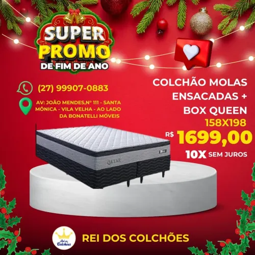 Colchão Molas Ensacadas + Box Queen
