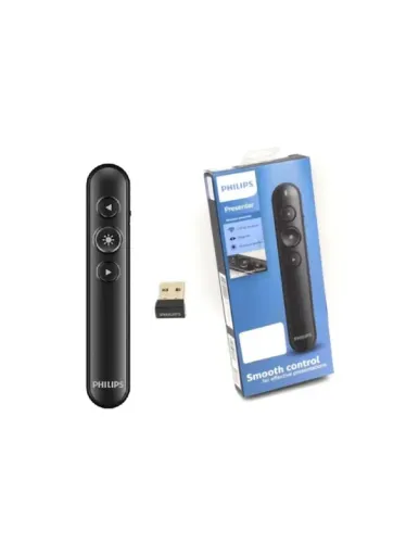 APRESENTADOR DE SLIDE LASER POINT 3 BOTÕES 10 METROS PHILIPS SPT-9404B/00 PRETO
