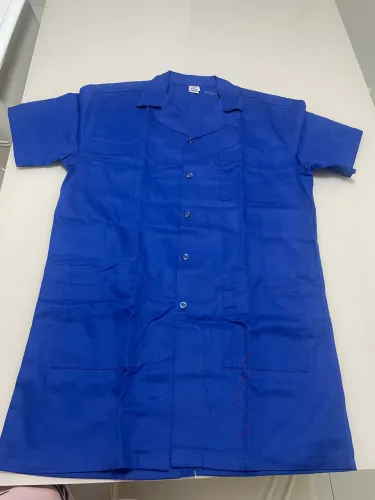 Jaleco Manga Curta Profissional três bolsos trabalho Mecanico, Pedreiro Azul Royal