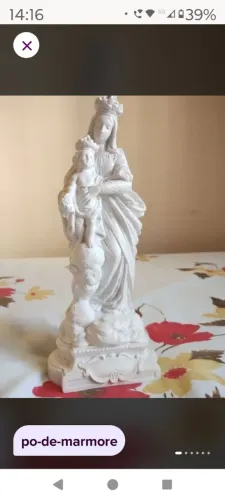 Imagem nossa senhora das vitórias pó de mármore branco 28 cm