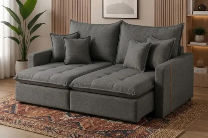 Sofa cama alta qualidade tecido linho