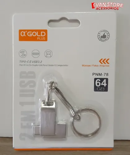 Pendrive 64gb USB e tipo-C para celular e PC 2 em 1