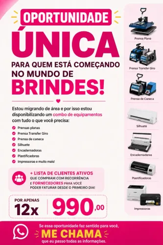 Equipamentos para personalização de brindes