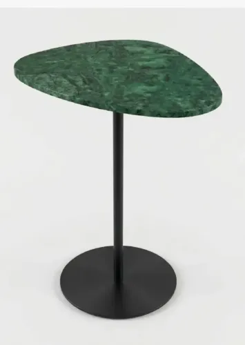 Mesa Lateral Preto Fosco E Mármore Verde Guatemala Orgânico