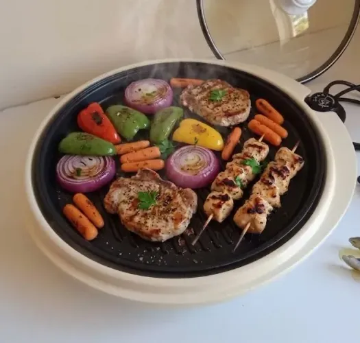Grill Elétrico George Foreman - Redondo 1340W em Excelente Estado!